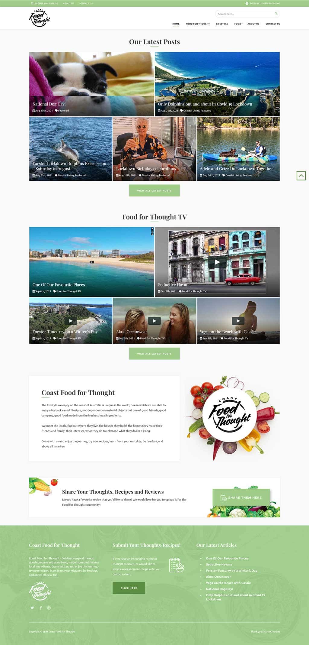 Website Design Client - Coast Food for Thought