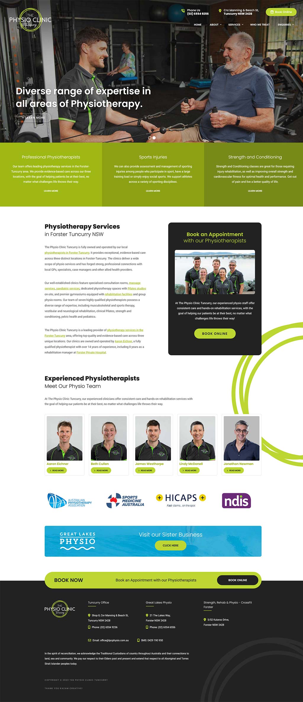 Website Client - The Physio Clinic Tuncurry